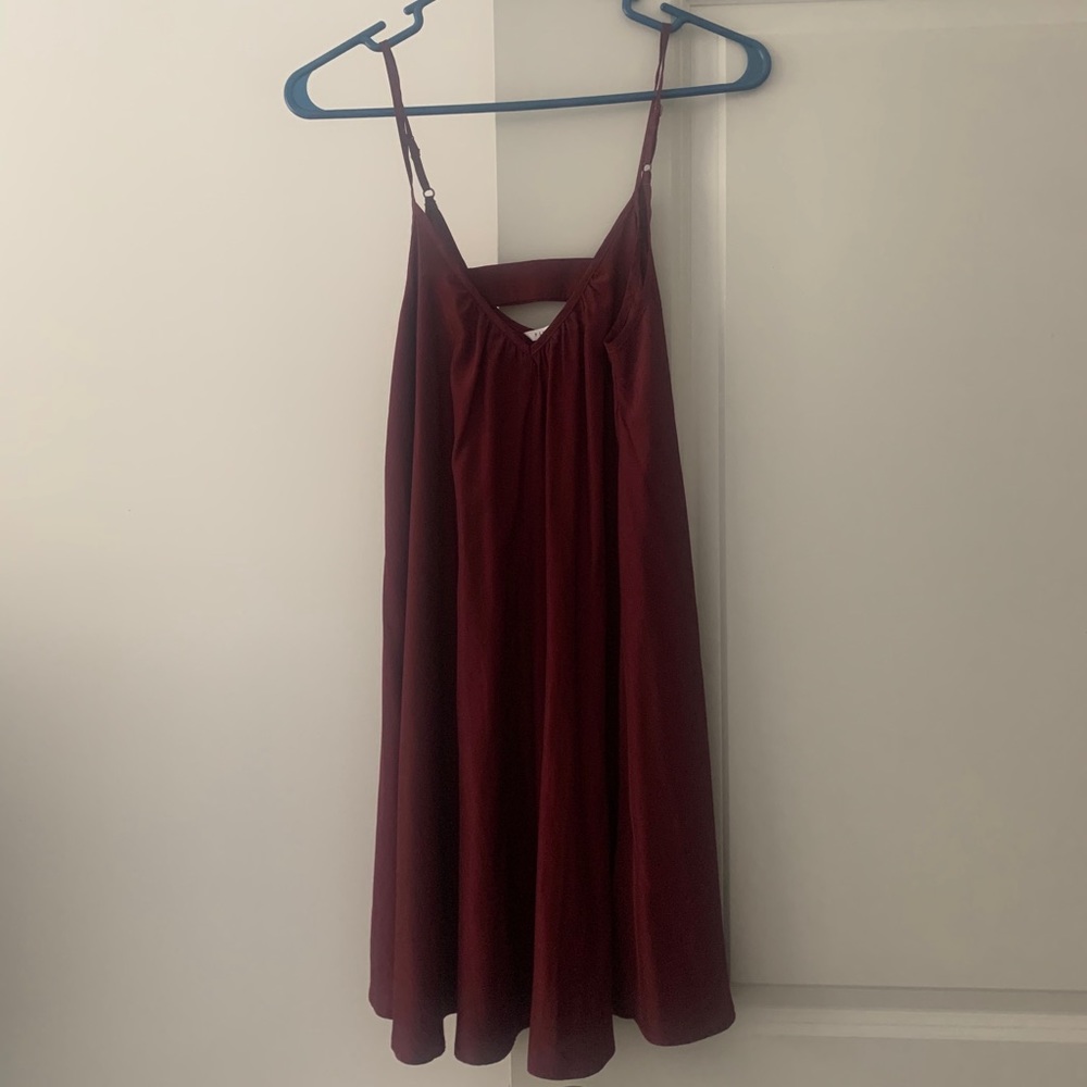 Pink Stitch Maroon Mini Slip Dress